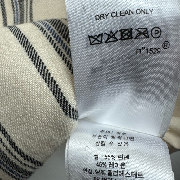 Lauren Ralph Lauren Size 8P Twill Linen Blend Striped Blazer Crest Buttons - Picture 5 of 10